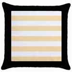 Horizontal Stripes - White and Peach Orange Throw Pillow Case (Black)