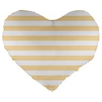 Horizontal Stripes - White and Peach Orange Large 19  Premium Heart Shape Cushion