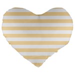 Horizontal Stripes - White and Peach Orange Large 19  Premium Flano Heart Shape Cushion