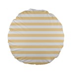 Horizontal Stripes - White and Peach Orange Standard 15  Premium Flano Round Cushion