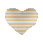 Horizontal Stripes - White and Peach Orange Standard 16  Premium Heart Shape Cushion