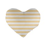 Horizontal Stripes - White and Peach Orange Standard 16  Premium Flano Heart Shape Cushion