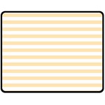 Horizontal Stripes - White and Peach Orange Double Sided Fleece Blanket (Medium) (Two Sides)