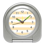 Horizontal Stripes - White and Peach Orange Desk Alarm Clock