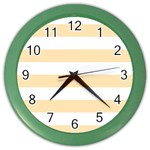 Horizontal Stripes - White and Peach Orange Color Wall Clock