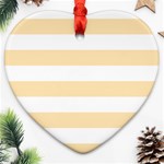 Horizontal Stripes - White and Peach Orange Ornament (Heart)