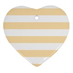 Horizontal Stripes - White and Peach Orange Heart Ornament (Two Sides)