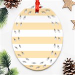Horizontal Stripes - White and Peach Orange Ornament (Bell) Ornament (Oval Filigree)