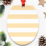 Horizontal Stripes - White and Peach Orange Ornament (Oval)