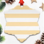 Horizontal Stripes - White and Peach Orange Ornament (Snowflake)