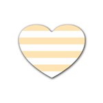 Horizontal Stripes - White and Peach Orange Heart Coaster (4 pack)