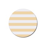 Horizontal Stripes - White and Peach Orange Rubber Round Coaster (4 pack)