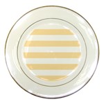 Horizontal Stripes - White and Peach Orange Porcelain Plate