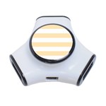 Horizontal Stripes - White and Peach Orange Portable USB Hub (One Side)