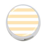 Horizontal Stripes - White and Peach Orange 4-Port USB Hub (One Side)
