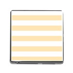 Horizontal Stripes - White and Peach Orange Memory Card Reader (Square)