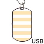 Horizontal Stripes - White and Peach Orange Dog Tag USB Flash (One Side)