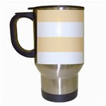 Horizontal Stripes - White and Peach Orange Travel Mug (White)