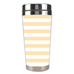 Horizontal Stripes - White and Peach Orange Stainless Steel Travel Tumbler