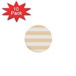 Horizontal Stripes - White and Peach Orange 1  Mini Button (10 pack)