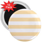 Horizontal Stripes - White and Peach Orange 3  Magnet (10 pack)