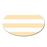 Horizontal Stripes - White and Peach Orange Magnet (Oval)