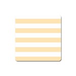 Horizontal Stripes - White and Peach Orange Magnet (Square)