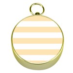 Horizontal Stripes - White and Peach Orange Gold Compass