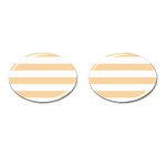 Horizontal Stripes - White and Sunset Orange Cufflinks (Oval)