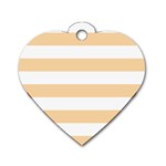 Horizontal Stripes - White and Sunset Orange Dog Tag Heart (Two Sides)
