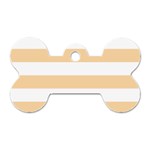 Horizontal Stripes - White and Sunset Orange Dog Tag Bone (Two Sides)