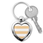 Horizontal Stripes - White and Sunset Orange Key Chain (Heart)