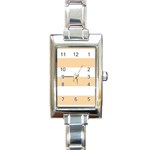 Horizontal Stripes - White and Sunset Orange Rectangle Italian Charm Watch
