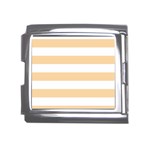 Horizontal Stripes - White and Sunset Orange Mega Link Italian Charm (18mm)
