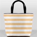 Horizontal Stripes - White and Sunset Orange Bucket Bag