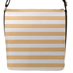 Horizontal Stripes - White and Sunset Orange Flap Closure Messenger Bag (S)