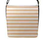 Horizontal Stripes - White and Sunset Orange Flap Closure Messenger Bag (L)