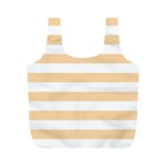 Horizontal Stripes - White and Sunset Orange Full Print Recycle Bag (M)