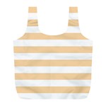 Horizontal Stripes - White and Sunset Orange Full Print Recycle Bag (L)