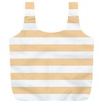 Horizontal Stripes - White and Sunset Orange Full Print Recycle Bag (XL)