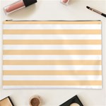 Horizontal Stripes - White and Sunset Orange Cosmetic Bag (XXL)