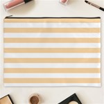 Horizontal Stripes - White and Sunset Orange Cosmetic Bag (XXXL)