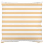 Horizontal Stripes - White and Sunset Orange Large Flano Cushion Case (Two Sides)