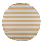 Horizontal Stripes - White and Sunset Orange Large 18  Premium Round Cushion