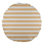 Horizontal Stripes - White and Sunset Orange Large 18  Premium Flano Round Cushion