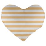 Horizontal Stripes - White and Sunset Orange Large 19  Premium Flano Heart Shape Cushion