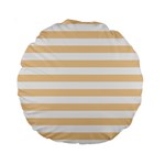 Horizontal Stripes - White and Sunset Orange Standard 15  Premium Round Cushion