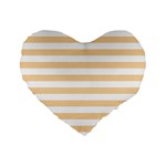 Horizontal Stripes - White and Sunset Orange Standard 16  Premium Flano Heart Shape Cushion
