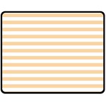 Horizontal Stripes - White and Sunset Orange Double Sided Fleece Blanket (Medium) (Two Sides)