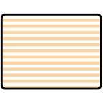 Horizontal Stripes - White and Sunset Orange Double Sided Fleece Blanket (Large) (Two Sides)